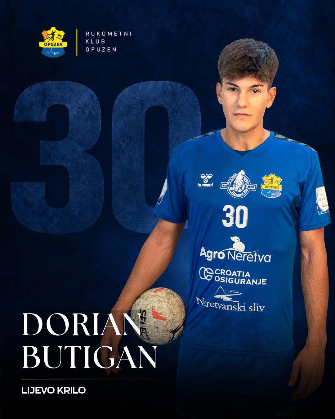 Dorian Butigan, broj 30, lijevo krilo RK Opuzen