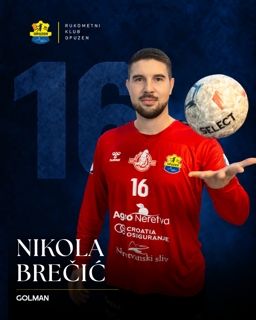 Nikola Brečić, broj 16, vratar RK Opuzen